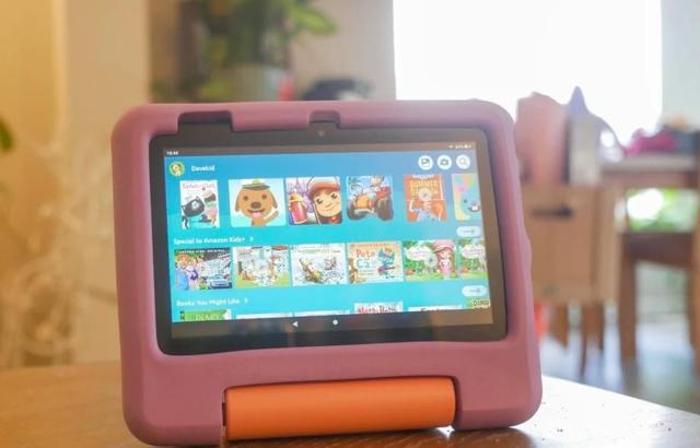 Amazon Fire 7 Kids tablet with twins