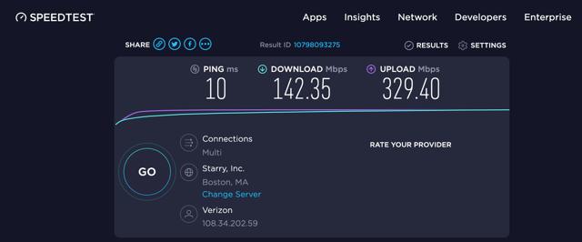 Speed test comparison