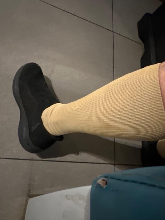 Cousin wearing compression socks