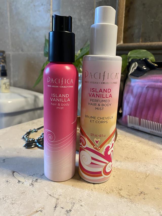 Pacifica Beauty Island Vanilla Spray in use