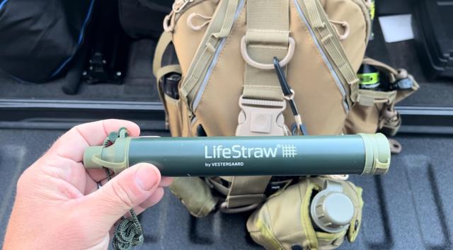 LifeStraw in use during fishing trip