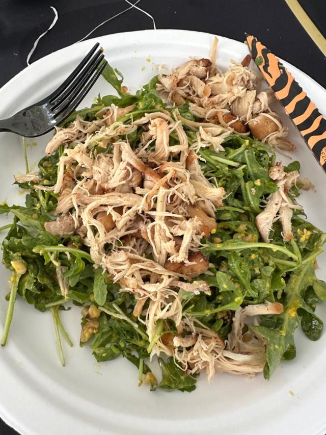 Shredded chicken in a salad