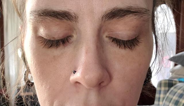 Close-up of lashes after using GrandeLASH-MD