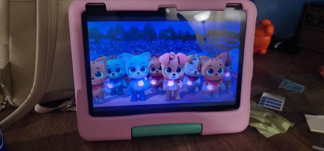 Amazon Fire 10 HD Kids tablet in use