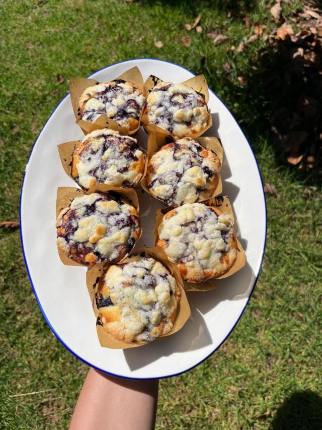 Overfilled muffins in tulip liners