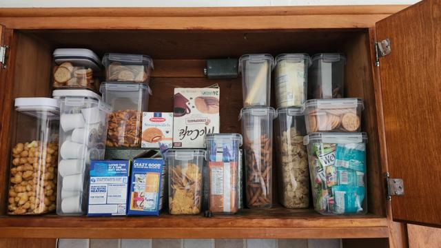 Organized snack cabinet