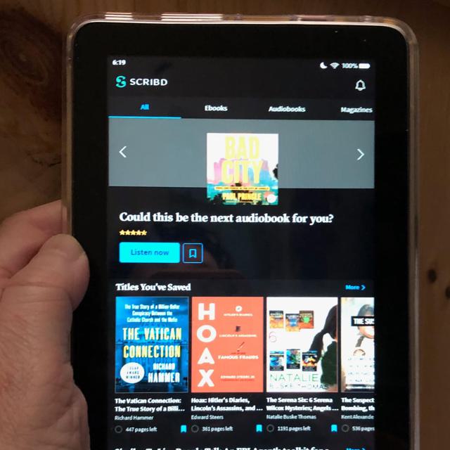 Amazon Fire 7 Tablet in use