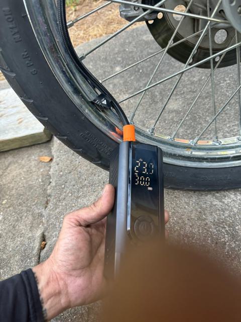 Filling a Tire with the Portable Air Compressor