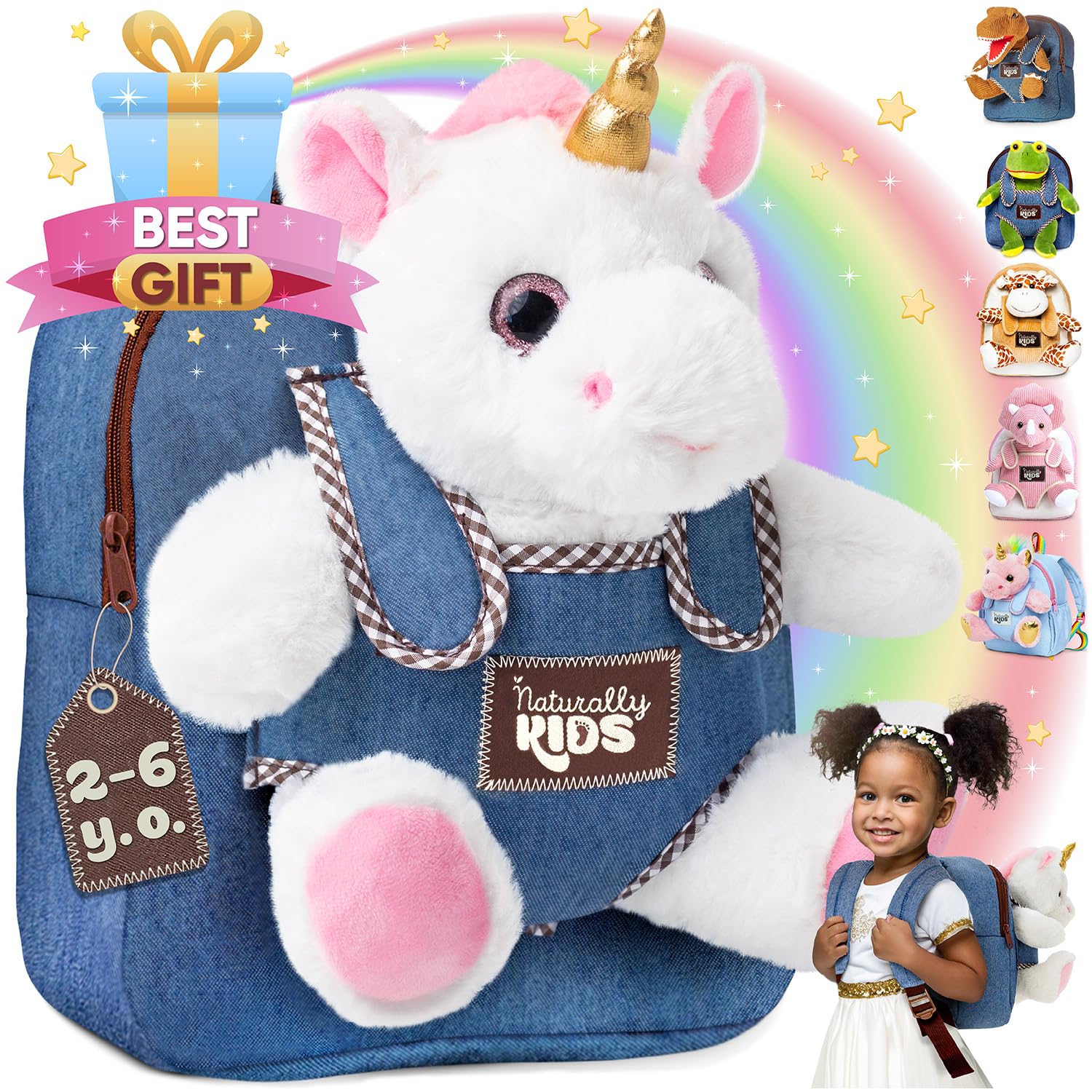 Naturally KIDS Toddler Backpack with Unicorn Toy