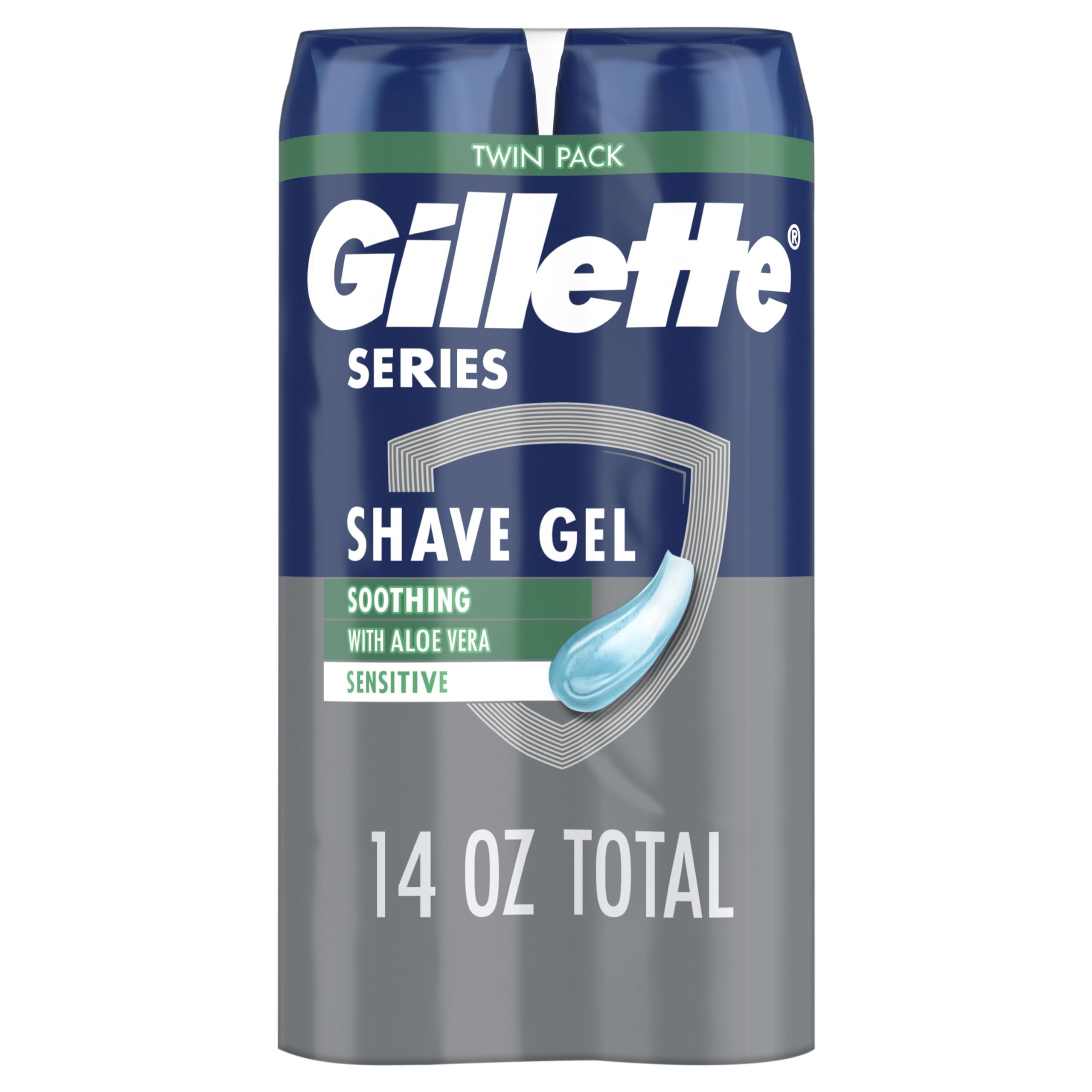 Gillette Series 3X Action Shave Gel, Sensitive Twin Pack, 7 Oz