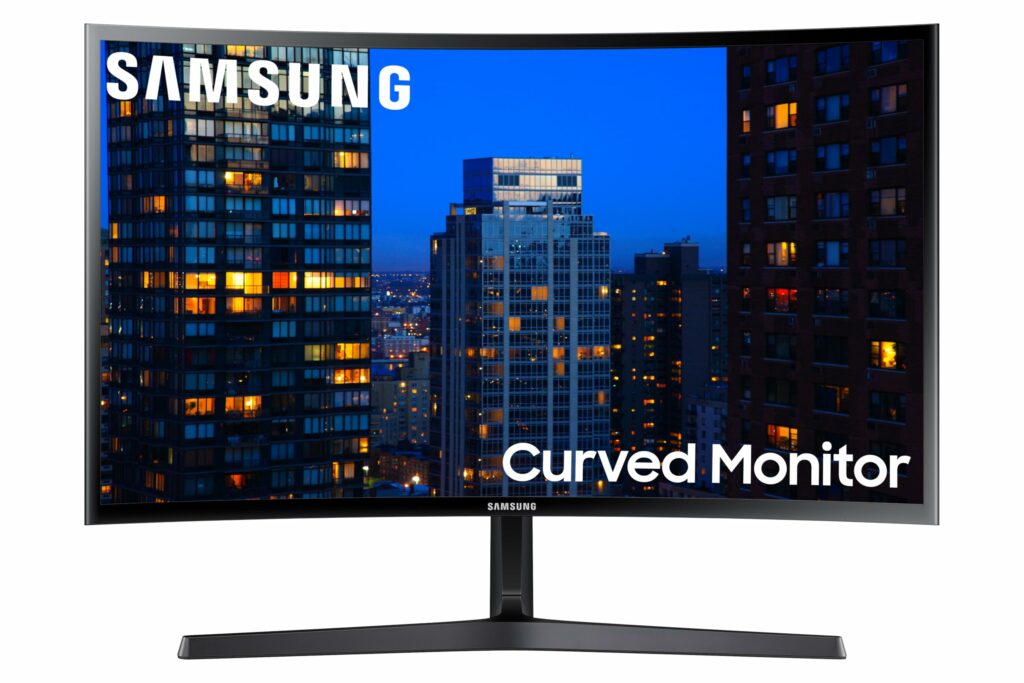 SAMSUNG 27" CF39 Series FHD 1080p Curved Computer Monitor, Ultra Slim Design, AMD FreeSync, 4ms response, HDMI, DisplayPort, VESA Compatible, Wide Viewing Angle, LC27F398FWNXZA, Black