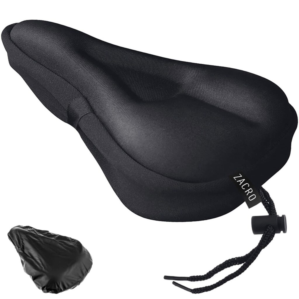 Zacro Bike Seat Cushion - Gel Padded Bike Seat Cover for Men Women Comfort, Extra Soft Exercise Bicycle Seat Compatible with Peloton, Outdoor & Indoor