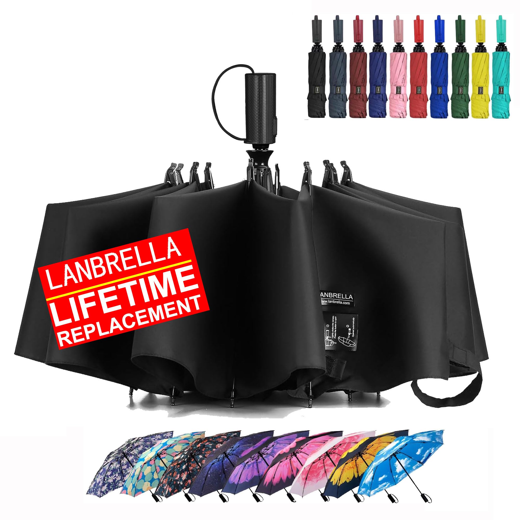 LANBRELLA Compact Reverse Folding Umbrella