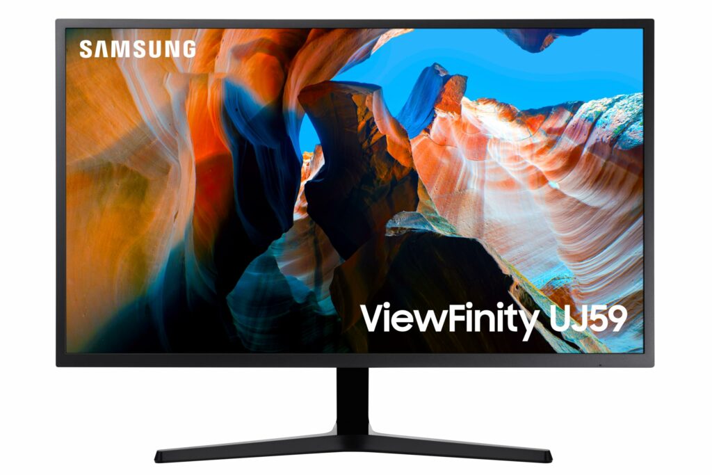 SAMSUNG 32" UJ59 Series 4K UHD (3840x2160) Computer Monitor, HDMI, Display Port, Eye Saver/Flicker Free Mode, FreeSync, LU32J590UQNXZA, Black