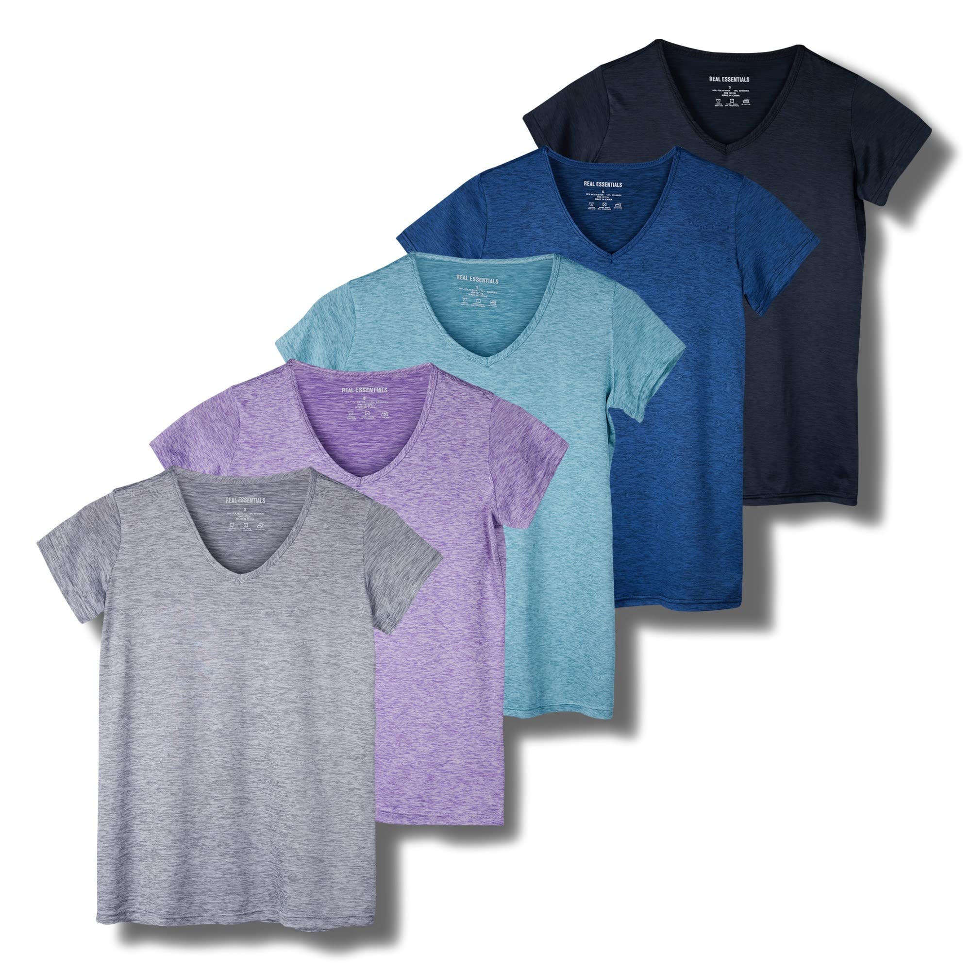 Real Essentials V-Neck Activewear T-Shirts