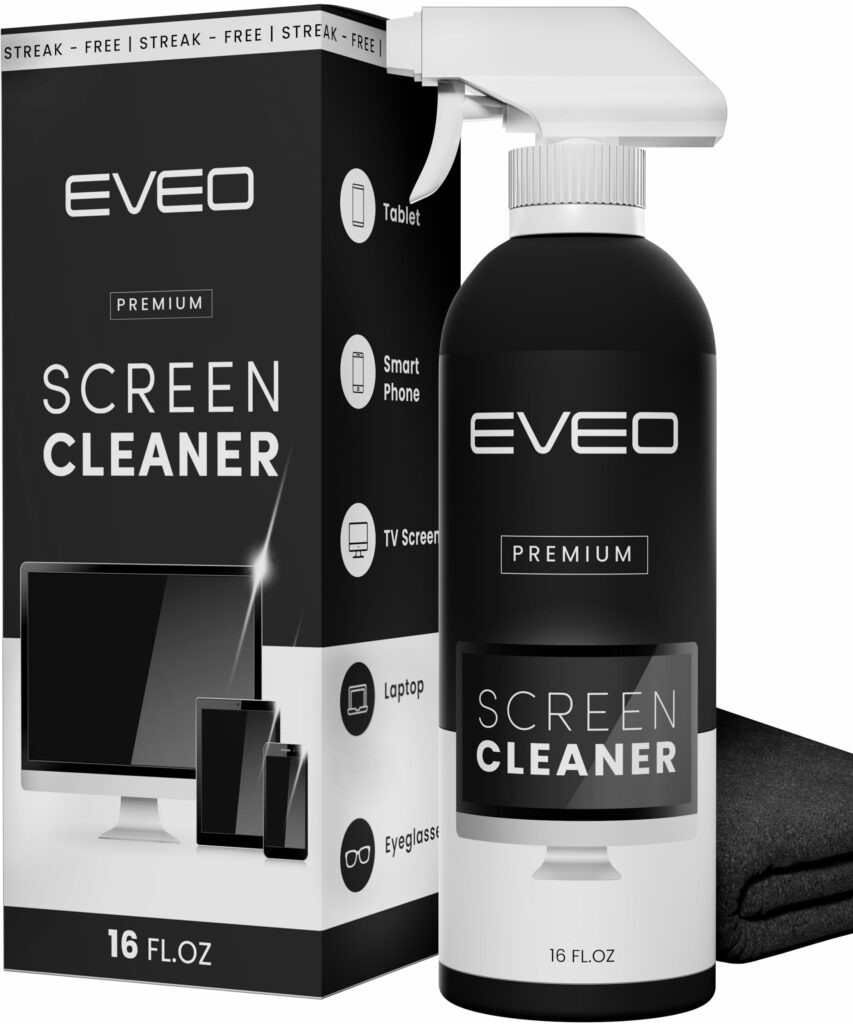 Screen Cleaner Spray (16oz) - Large Screen Cleaner Bottle - TV Screen Cleaner, Computer Screen Cleaner, for Laptop, Phone, Ipad - Computer Cleaning kit Electronic Cleaner - Microfiber Cloth Wipes