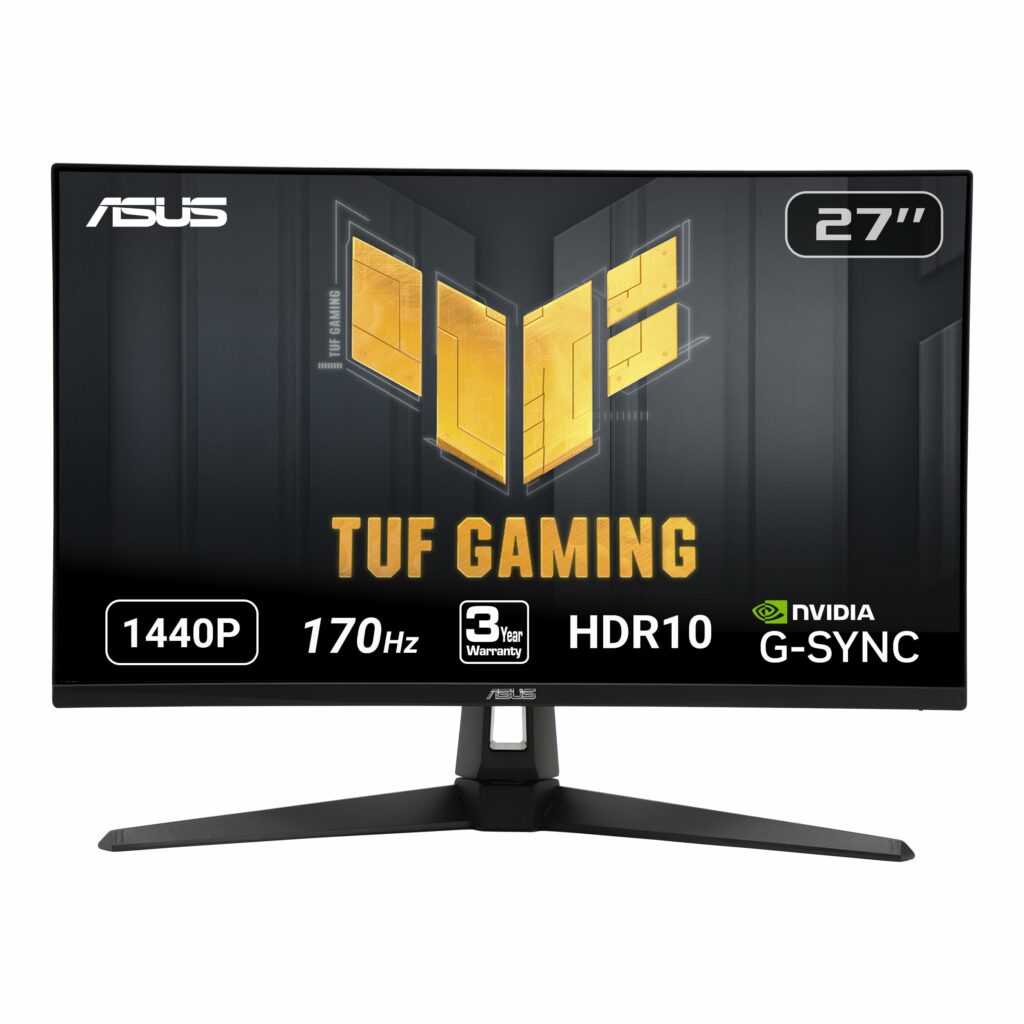 ASUS TUF Gaming 27" 2K HDR Monitor (VG27AQ1A) - QHD (2560 x 1440), IPS, 170Hz (Supports 144Hz), 1ms, Extreme Low Motion Blur, Speaker, G-SYNC Compatible, VESA Mountable, DisplayPort, HDMI,BLACK