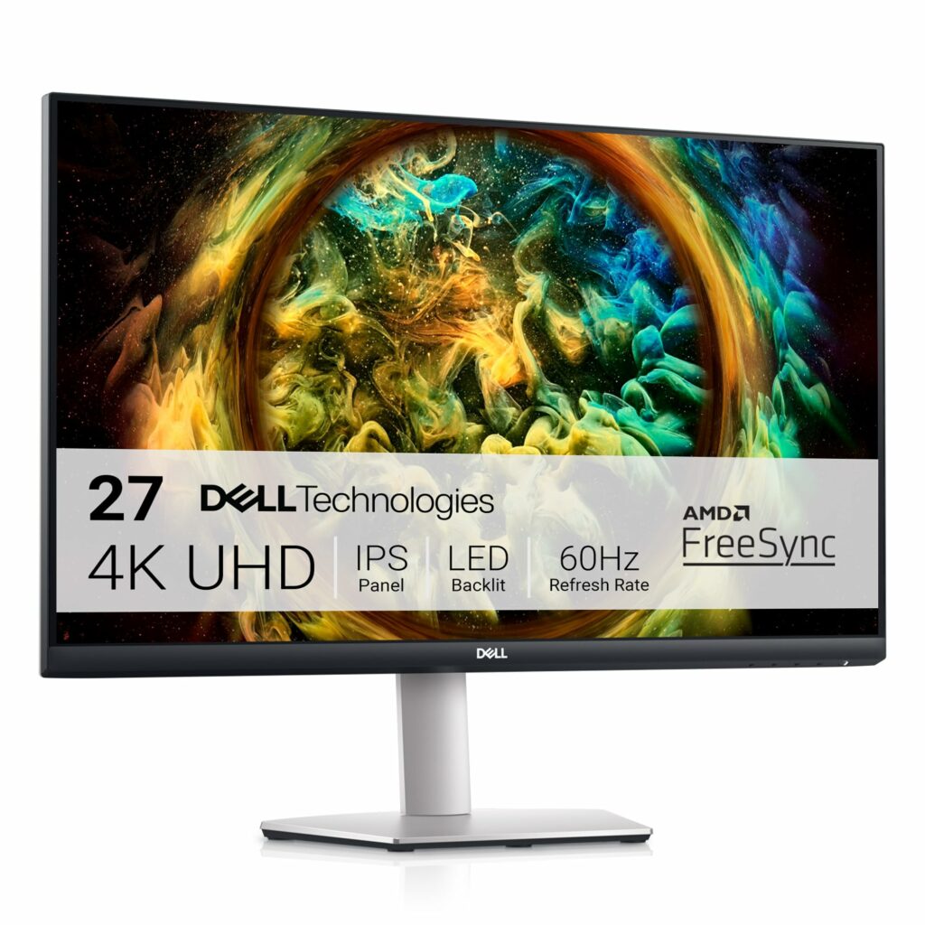 Dell S2721QS Monitor 27 Inch, 4K UHD (3840 x 2160) IPS Display, Ultra-Thin Bezel, AMD FreeSync, HDMI, DisplayPort, VESA Certified - Silver