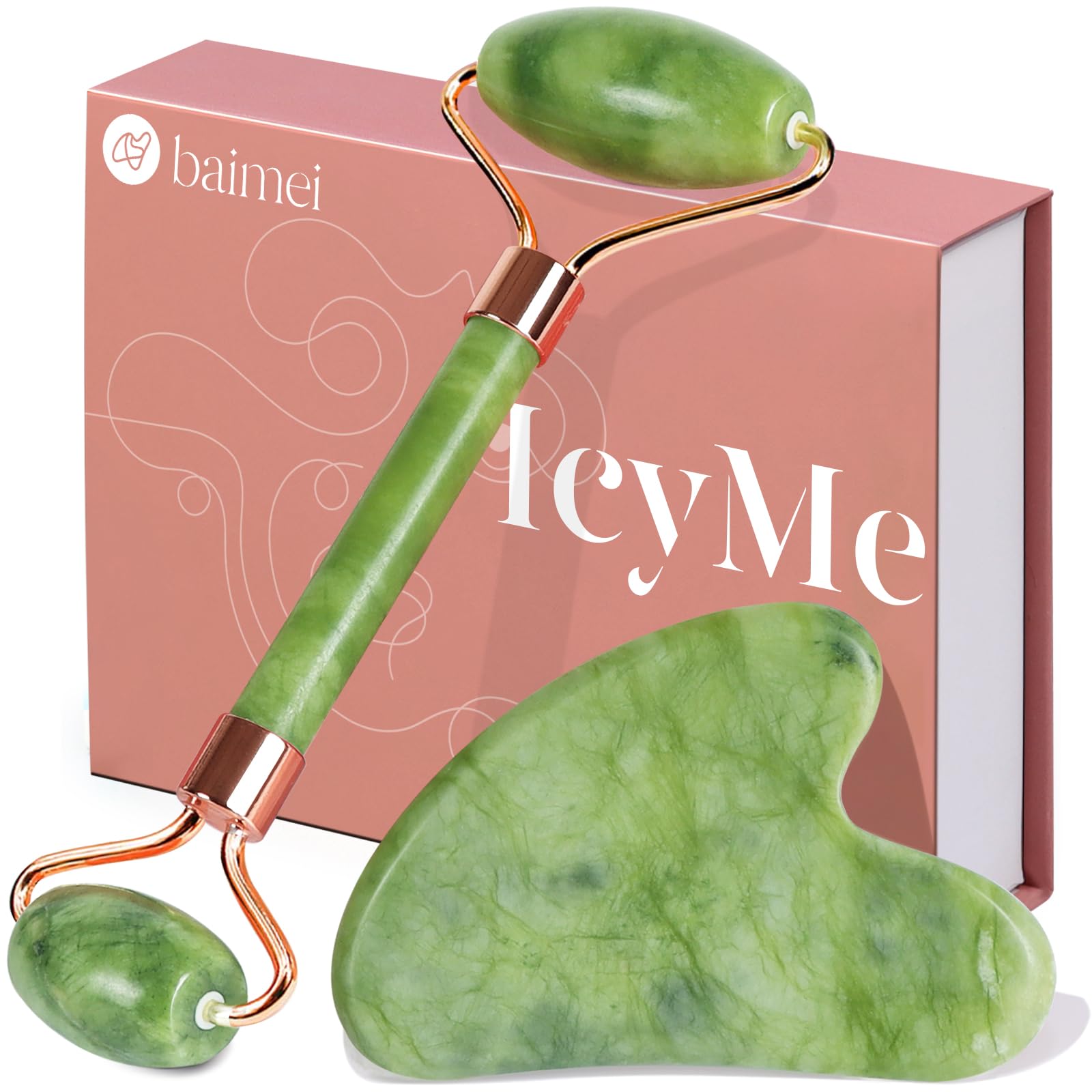 BAIMEI IcyMe Gua Sha & Jade Roller Set