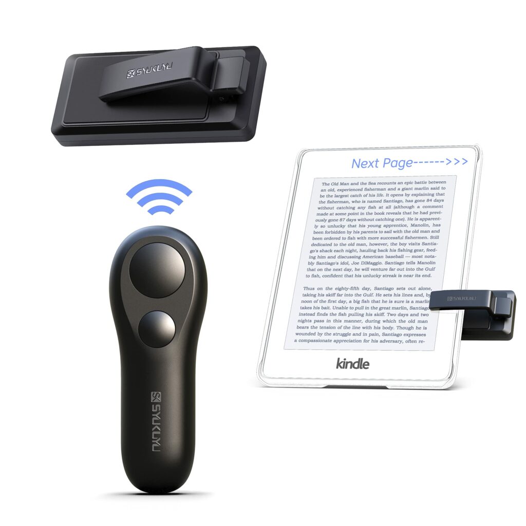 SK SYUKUYU RF Remote Control Page Turner for Kindle Reading Ipad Surface Comics, iPhone Android Tablets Reading Novels Taking Photos(Black)