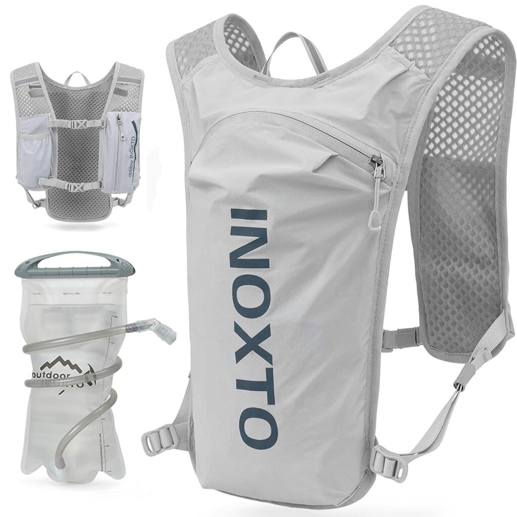 INOXTO Running Hydration Vest Backpack,Lightweight Insulated Pack with 1.5L Water Bladder Bag Daypack for Hiking Trail Running Cycling Race Marathon for Women Men