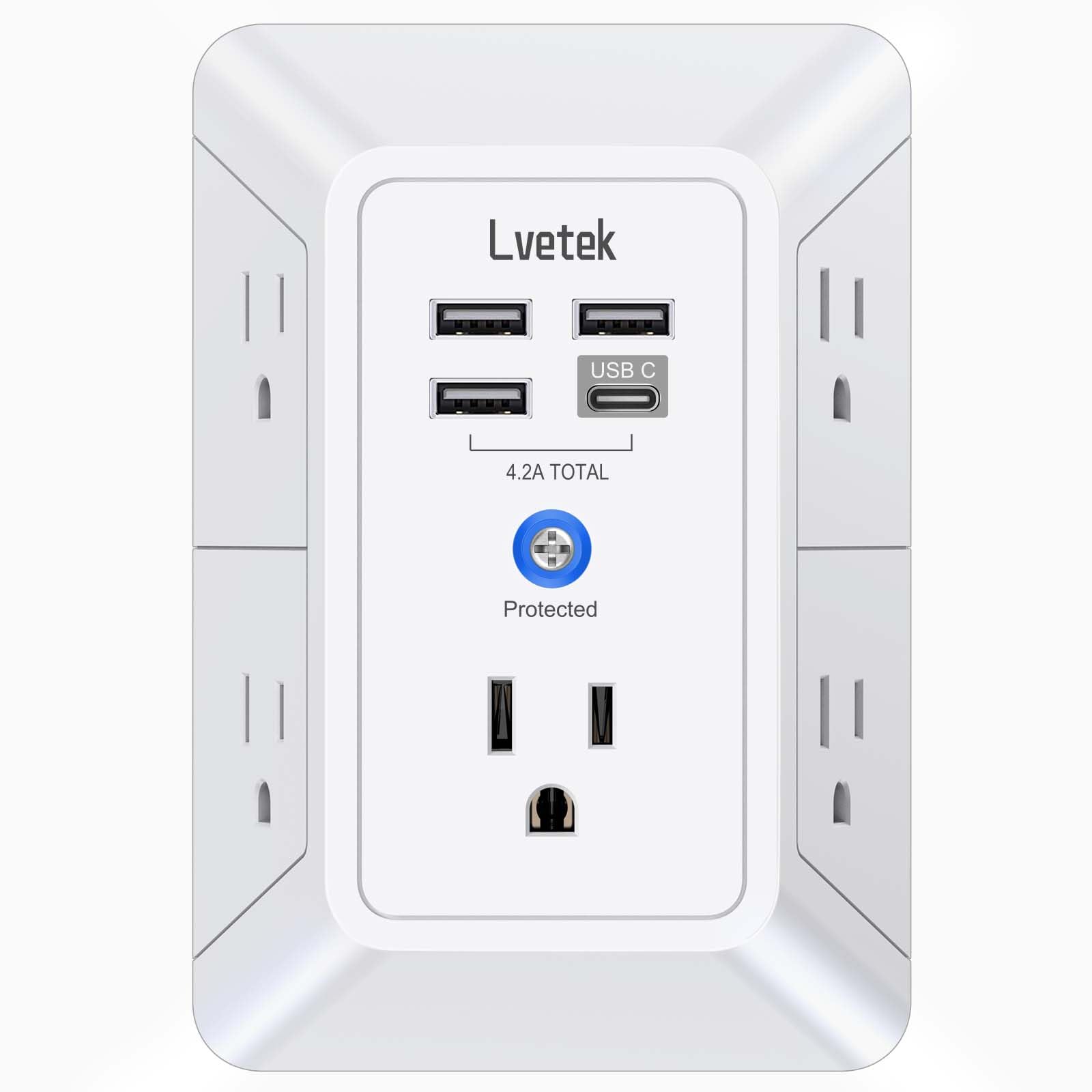 5-Outlet Surge Protector Wall Charger