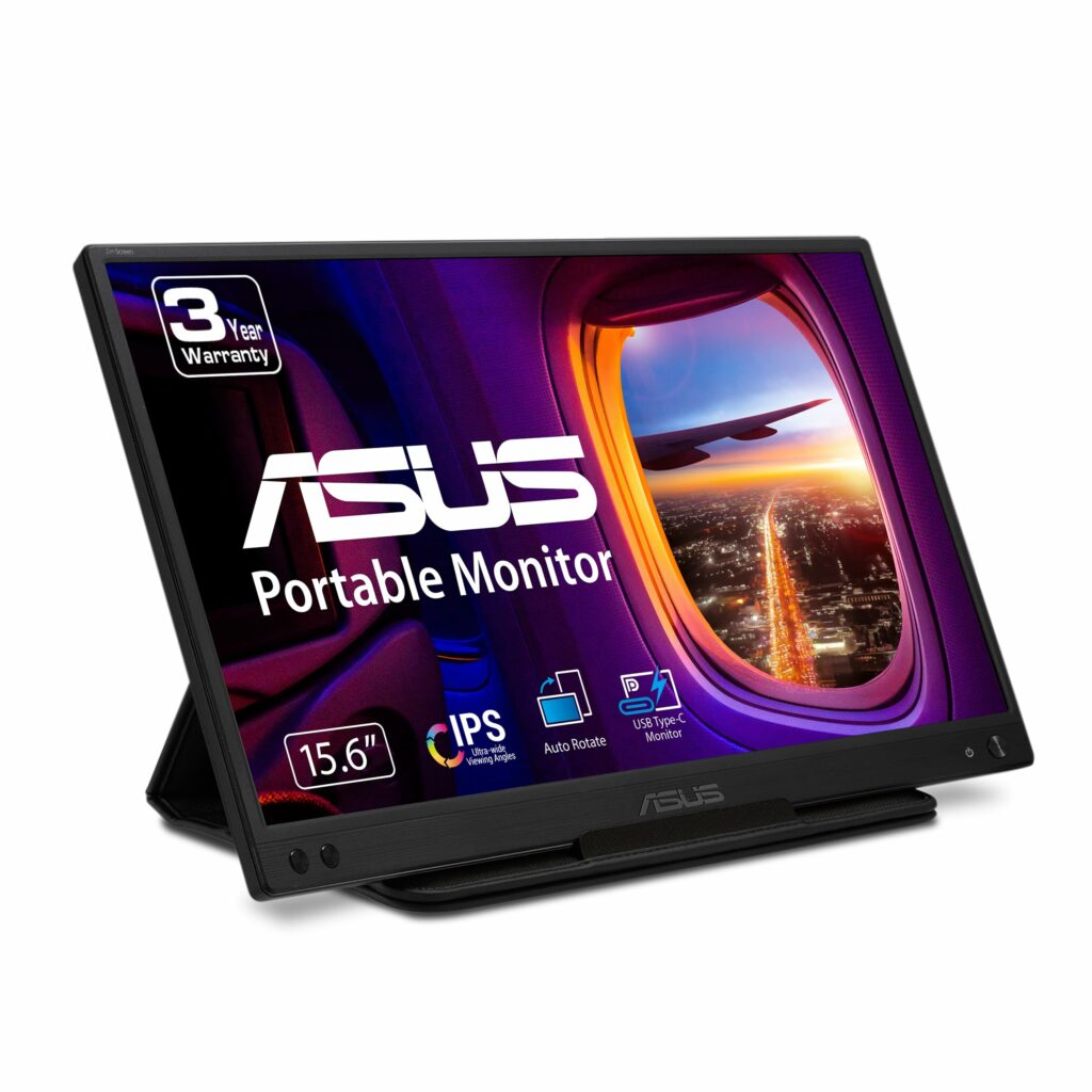 ASUS ZenScreen 15.6” 1080P Portable USB Monitor (MB166C) - Full HD, IPS, USB Type-C, , Tripod Mountable, Anti-Glare Surface, Protective Sleeve, 3-Year Warranty