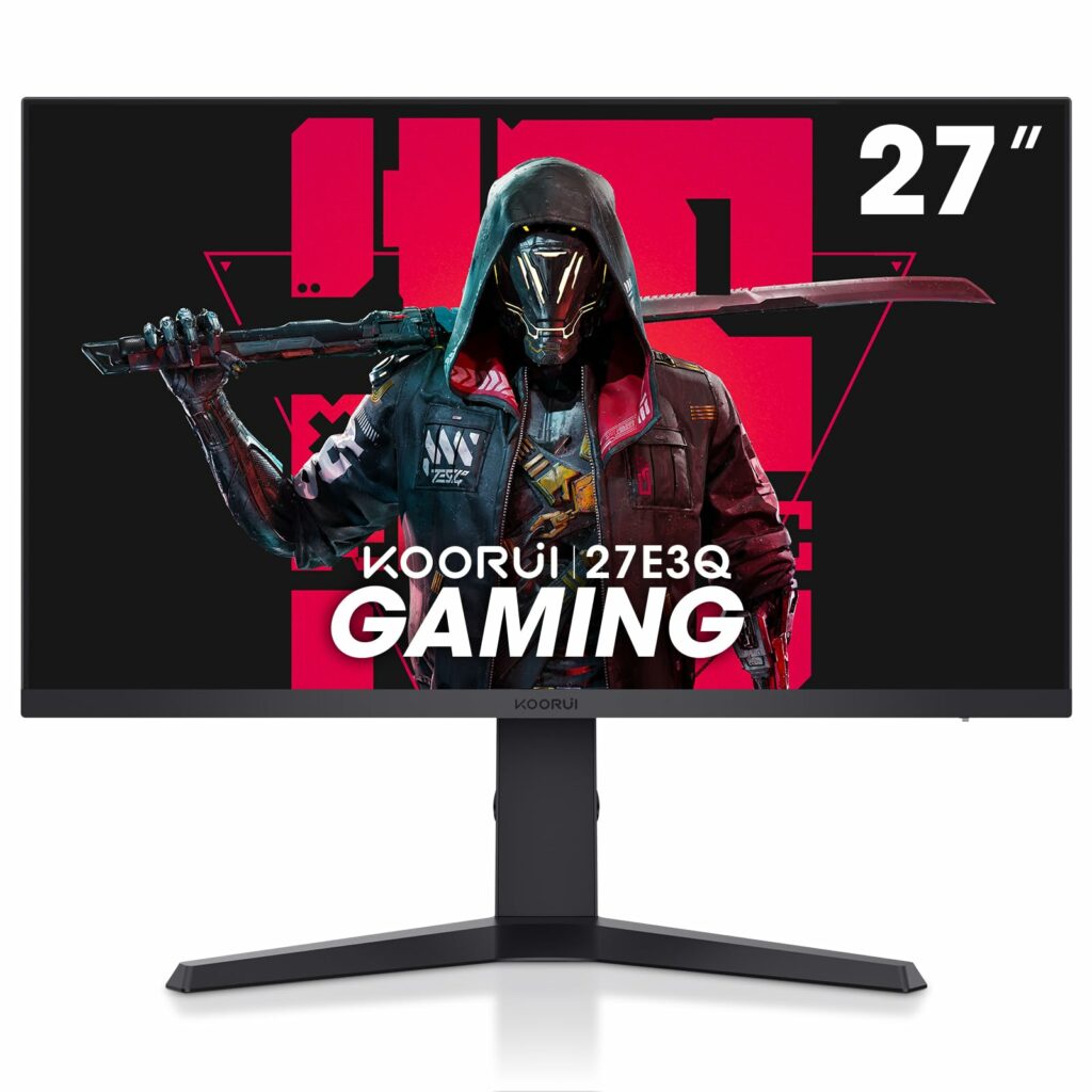 KOORUI 27-inch IPS Gaming Monitor 170Hz QHD(2560 x 1440p) 2K, 1ms, HDR400, Adaptive G-Sync, FreeSync Premium, HDMI x 2, DisplayPort, Tilt Pivot Swivel Vertical Height Adjustable, 27E3Q