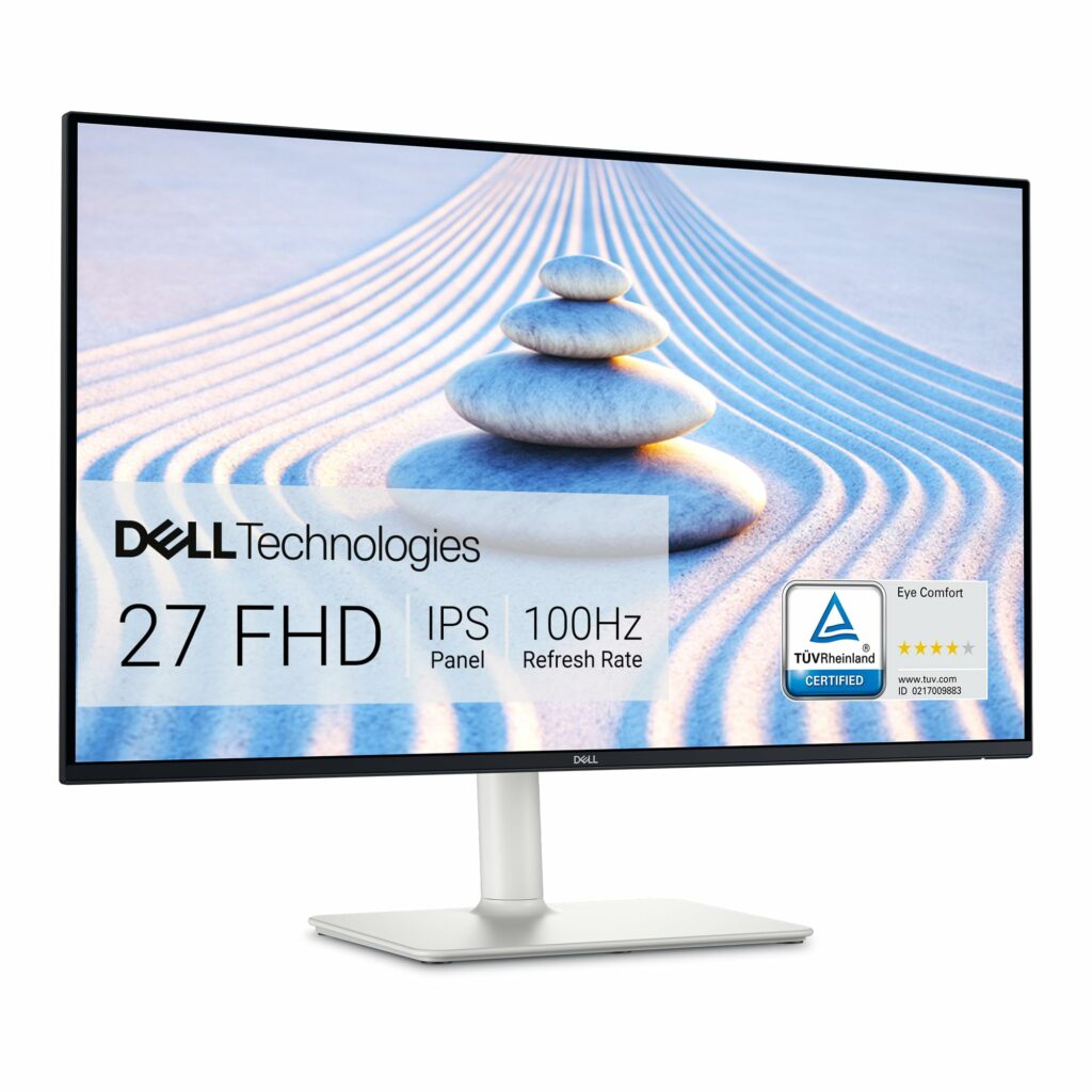 Dell S2725HS 27 Inch Monitor, FHD (1920x1080) Display, 100Hz Refresh Rate, 1500:1 Contrast Ratio, TÜV Rheinland Eye Comfort 4 Star, Integrated 2x5W Speaker, Height/Tilt/Swivel/Pivot- Ash White Color