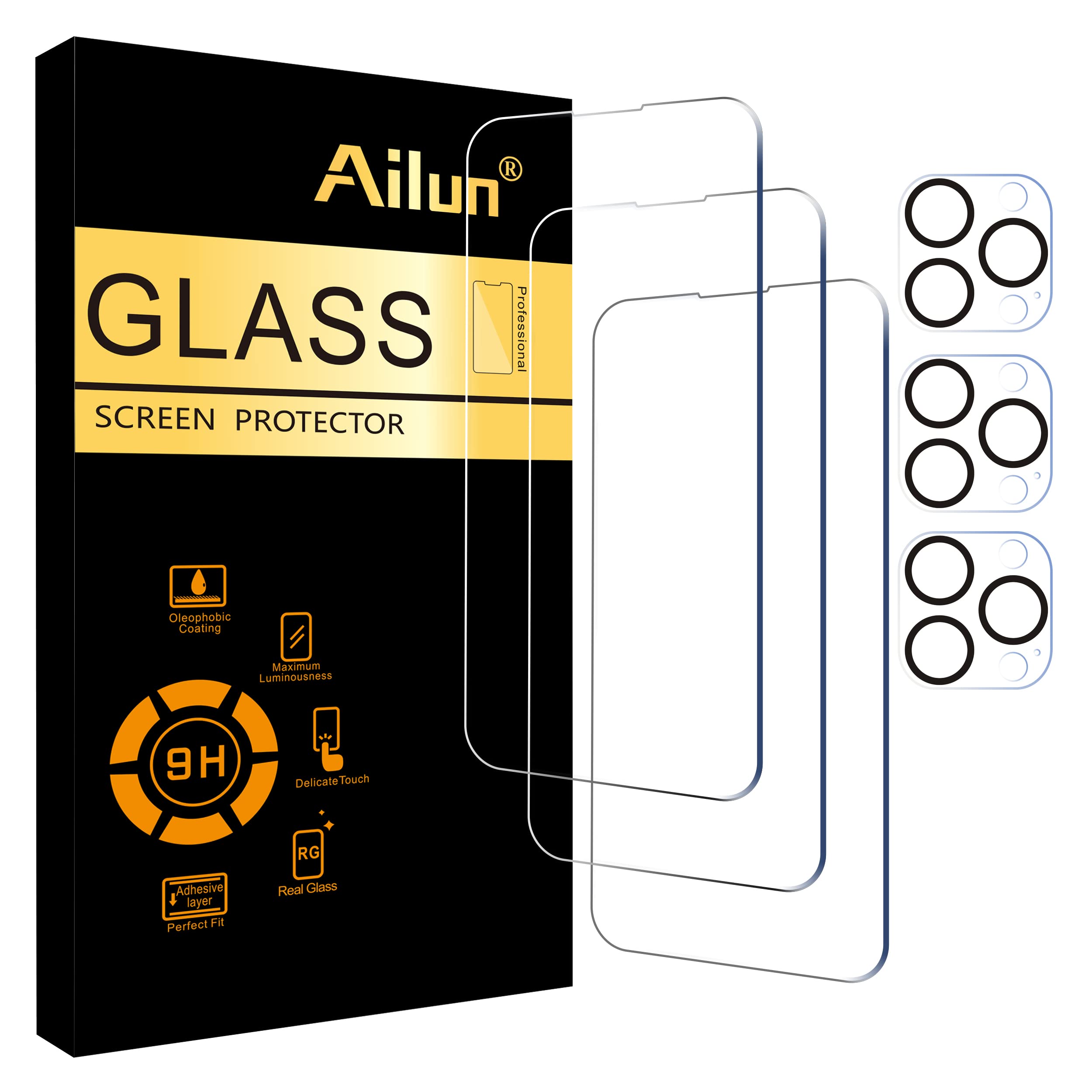 Ailun 3 Pack Screen Protector and Camera Lens Protector