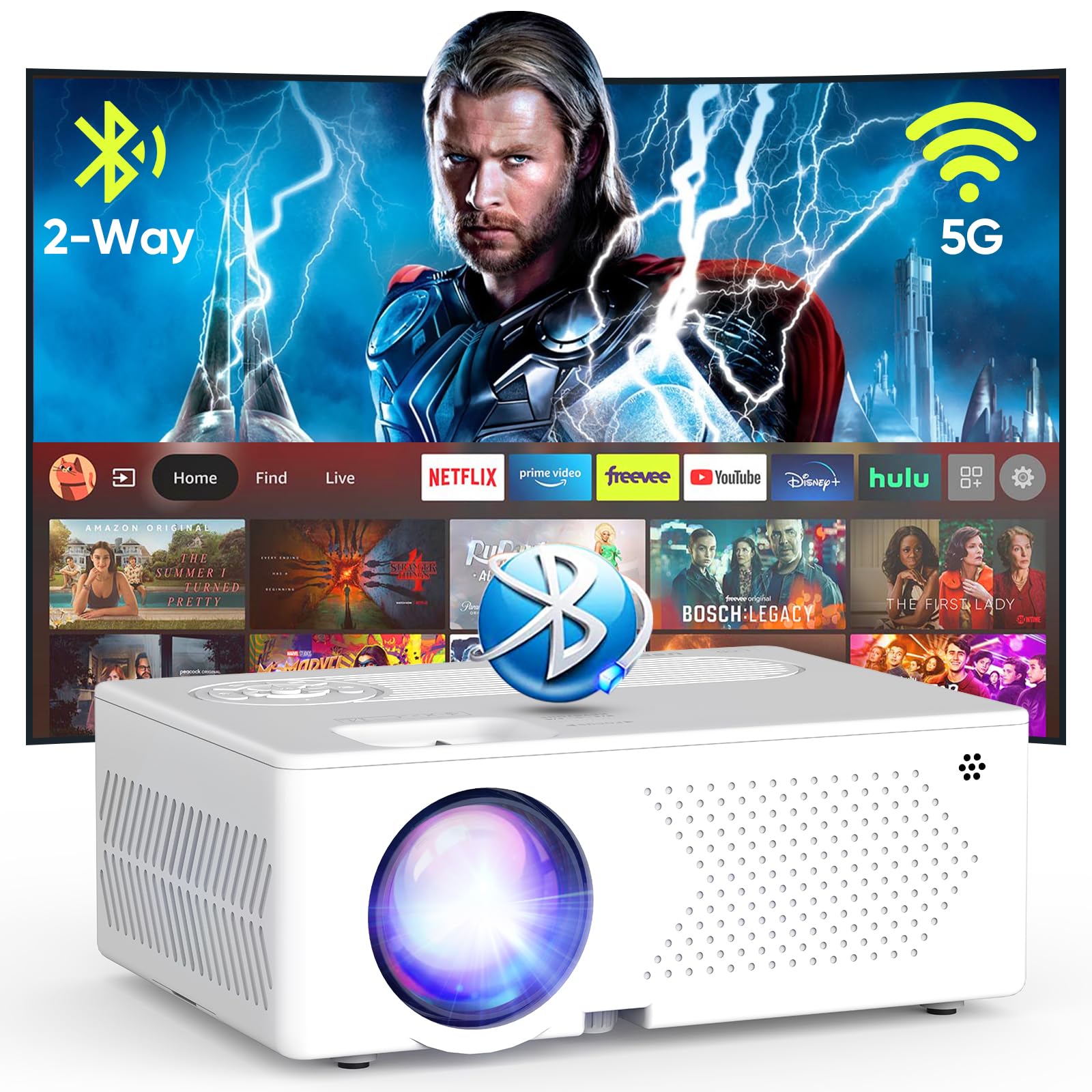 5G WiFi Bluetooth Projector