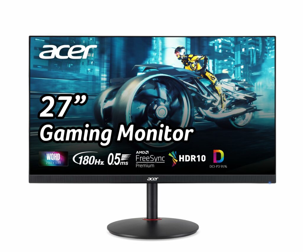 Acer Nitro 27" WQHD 2560 x 1440 PC Gaming IPS Monitor | AMD FreeSync Premium Up to 180Hz Refresh 0.5ms DCI-P3 95% 1 Display Port 1.2 & 2 HDMI 2.0 XV271U M3bmiiprx,Black