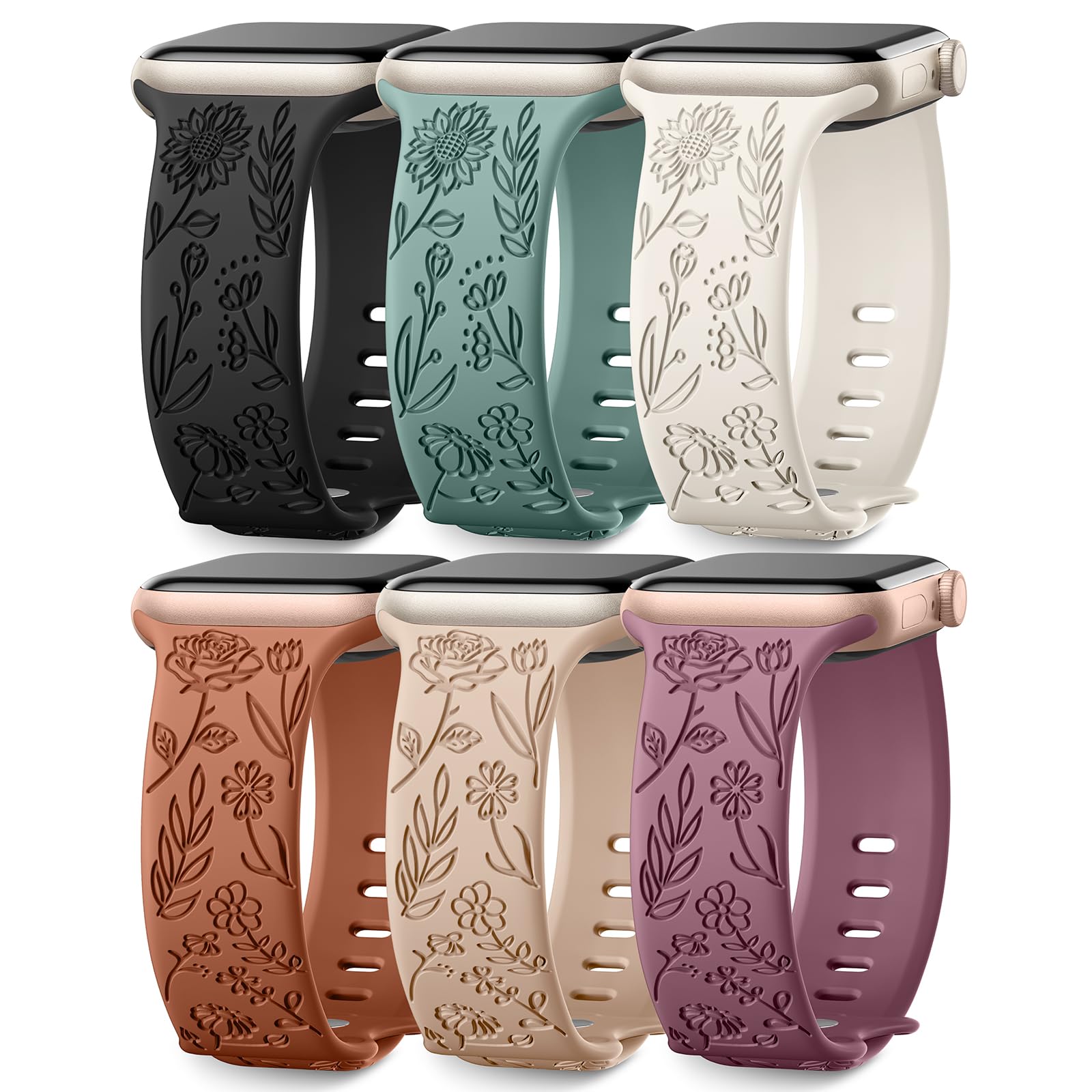 SNBLK Floral Engraved Apple Watch Bands