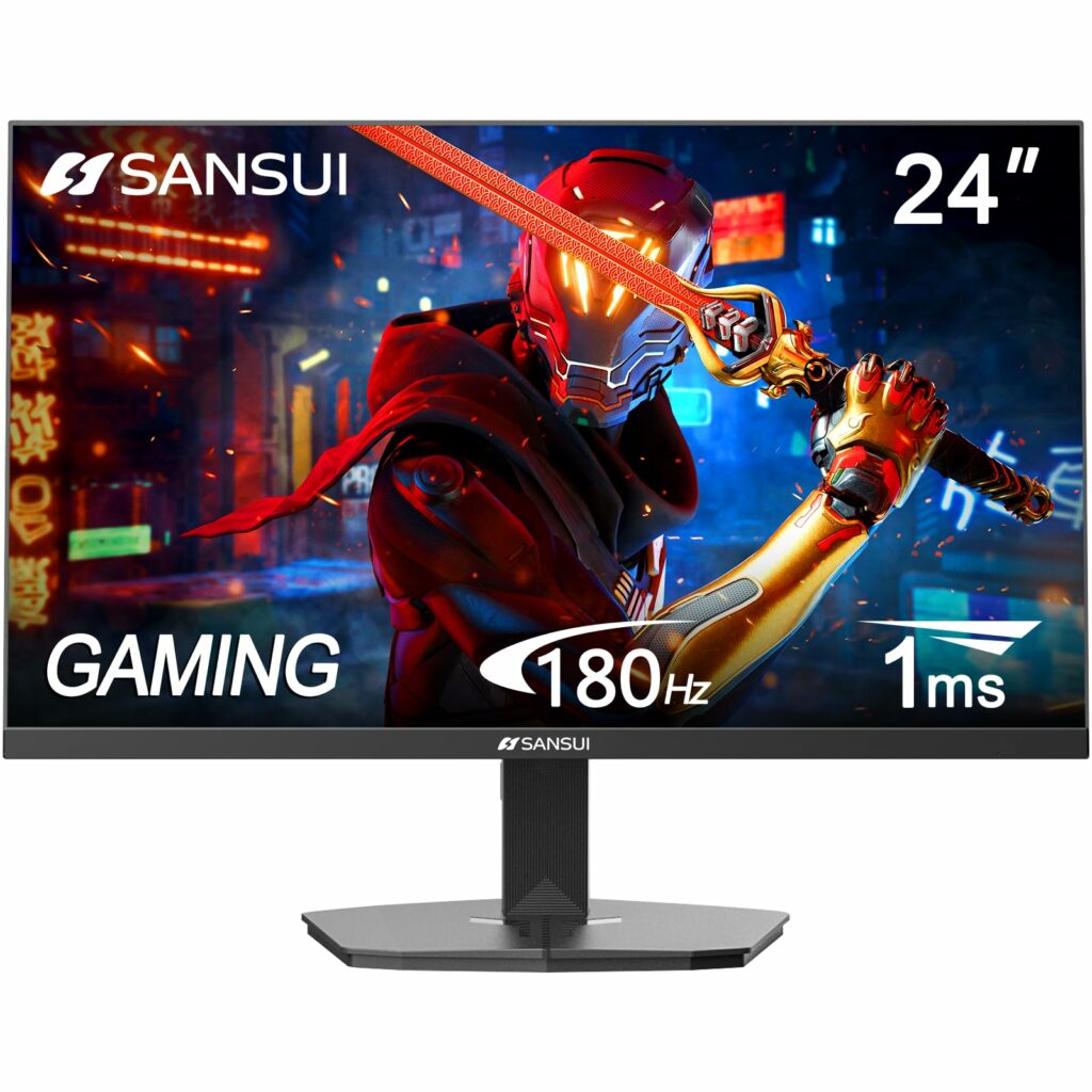 SANSUI 24 Inch Gaming Monitor 180Hz, DP 1.4 x1 HDMI 2.0 x2 Ports IPS Panel High Refresh Rate Computer Monitor, Racing FPS RTS Modes, 1ms Response Time 110% sRGB (ES-G24F4, HDMI Cable Included)