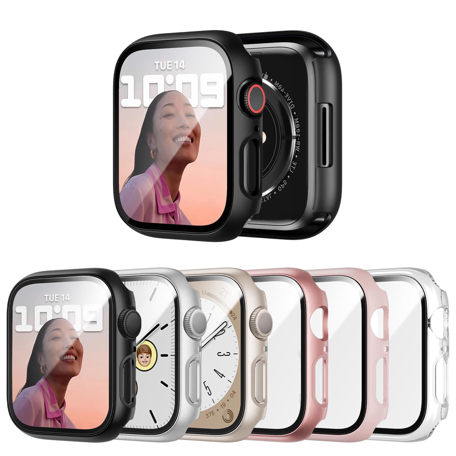 6 Pack Case with Tempered Glass Screen Protector for Apple Watch