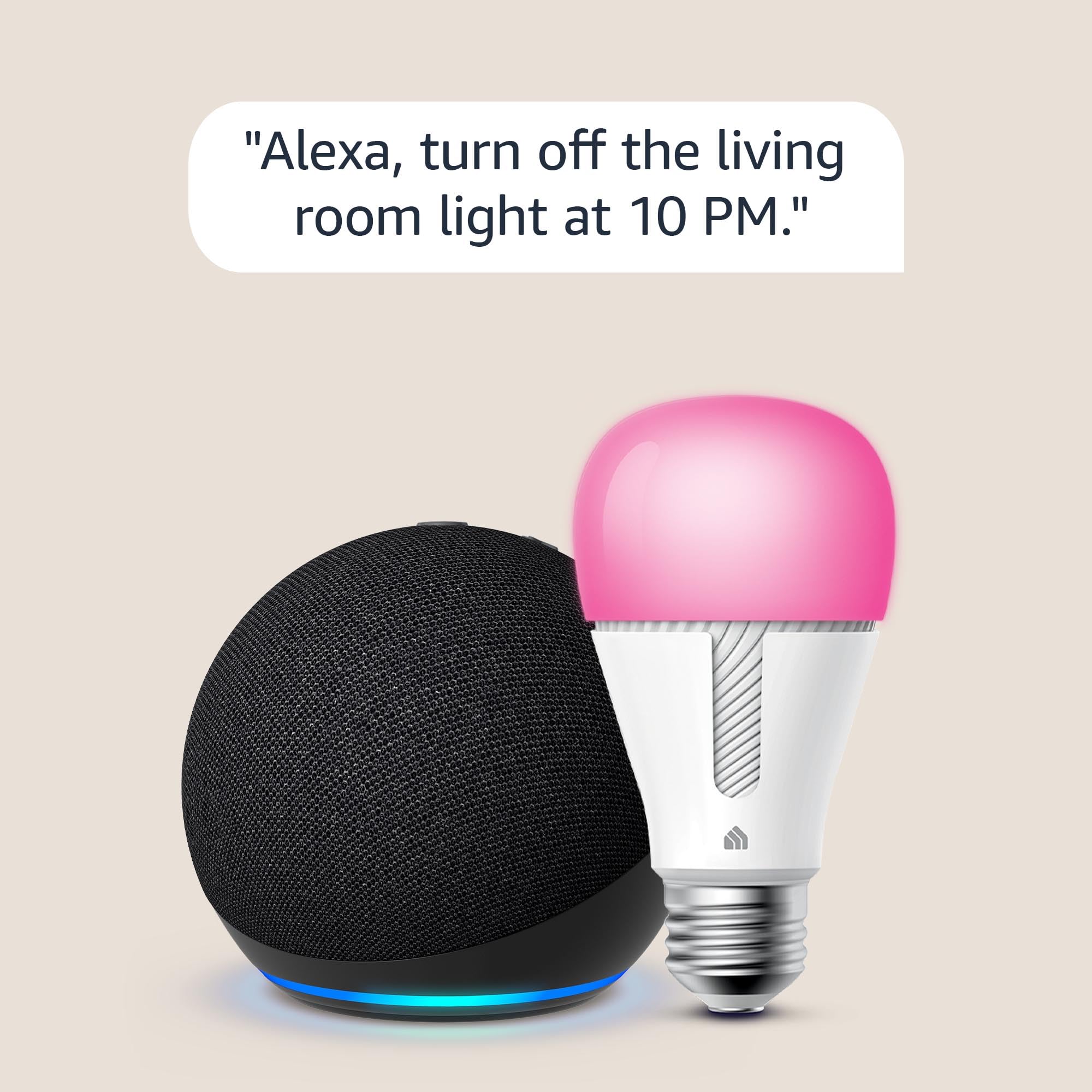 Echo Dot (5th Gen) with Kasa Smart Color Bulb