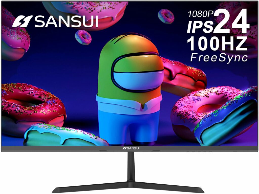 SANSUI Monitor 24 inch 100Hz IPS 1080P Computer Monitor HDMI VGA HDR Tilt Adjustable/VESA Compatible, for Game and Office (ES-24X3AL HDMI Cable Included)