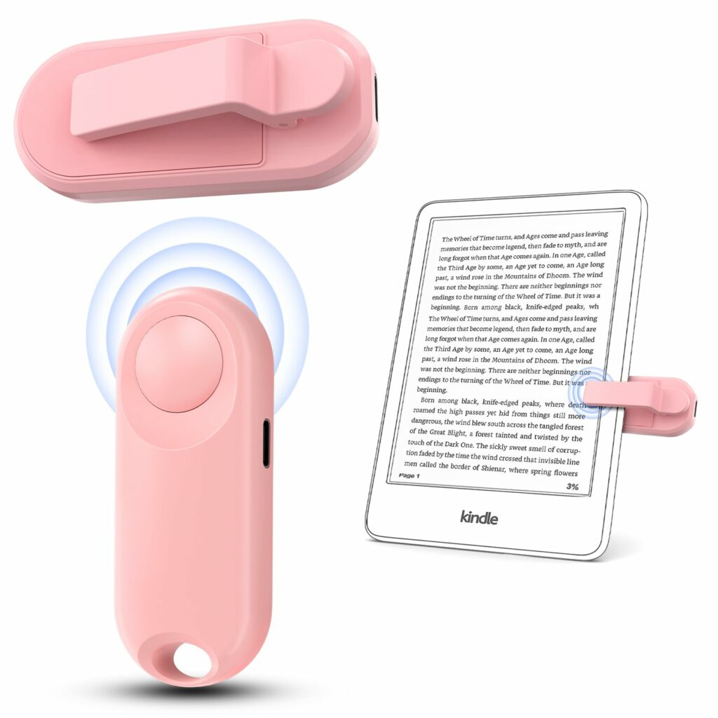 RF Remote Control Page Turner for Kindle Paperwhite,Kindle Accessories Remote Photo and Video for E-Book iPhone iPad Android Tablets Reading Novels Comics Remote Control Extenders (Pink)