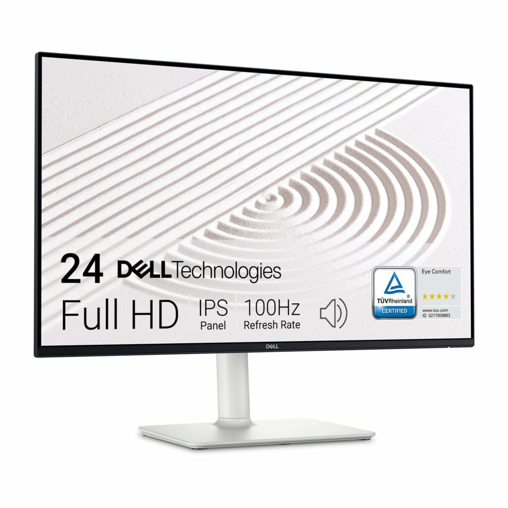 Dell S2425HS Monitor - 23.8 Inch, FHD (1920x1080) Display, 100Hz Refresh Rate 1500:1 Contrast Ratio, TÜV Rheinland Eye Comfort 4 Star, Integrated 2x5W Speaker, Height/Tilt/Swivel/Pivot - Ash White