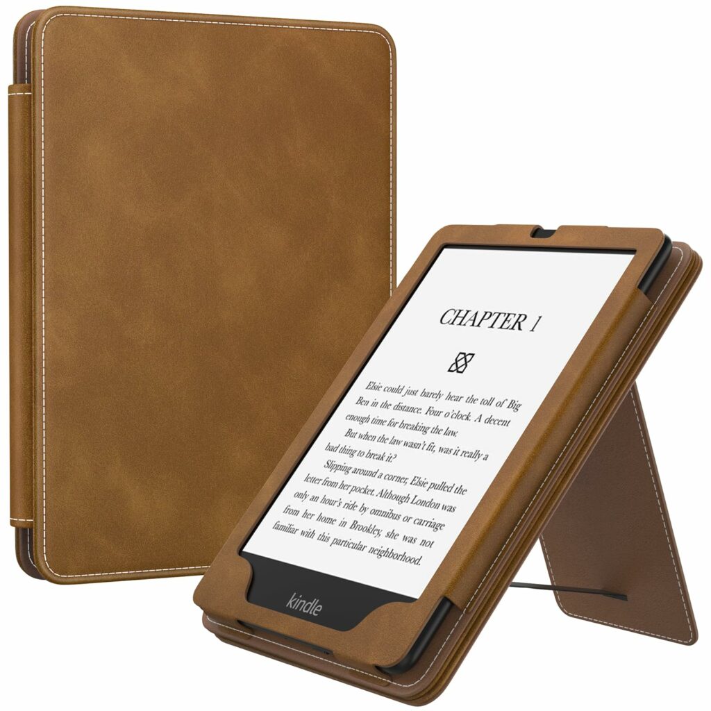 MoKo Case for 7"/6.8" Kindle Paperwhite(12th/11th Generation-2024/2021) and Kindle Colorsoft Signature Edition, Slim PU Shell Cover Case with Auto-Wake/Sleep for Kindle Paperwhite 2024 E-Reader, Brown