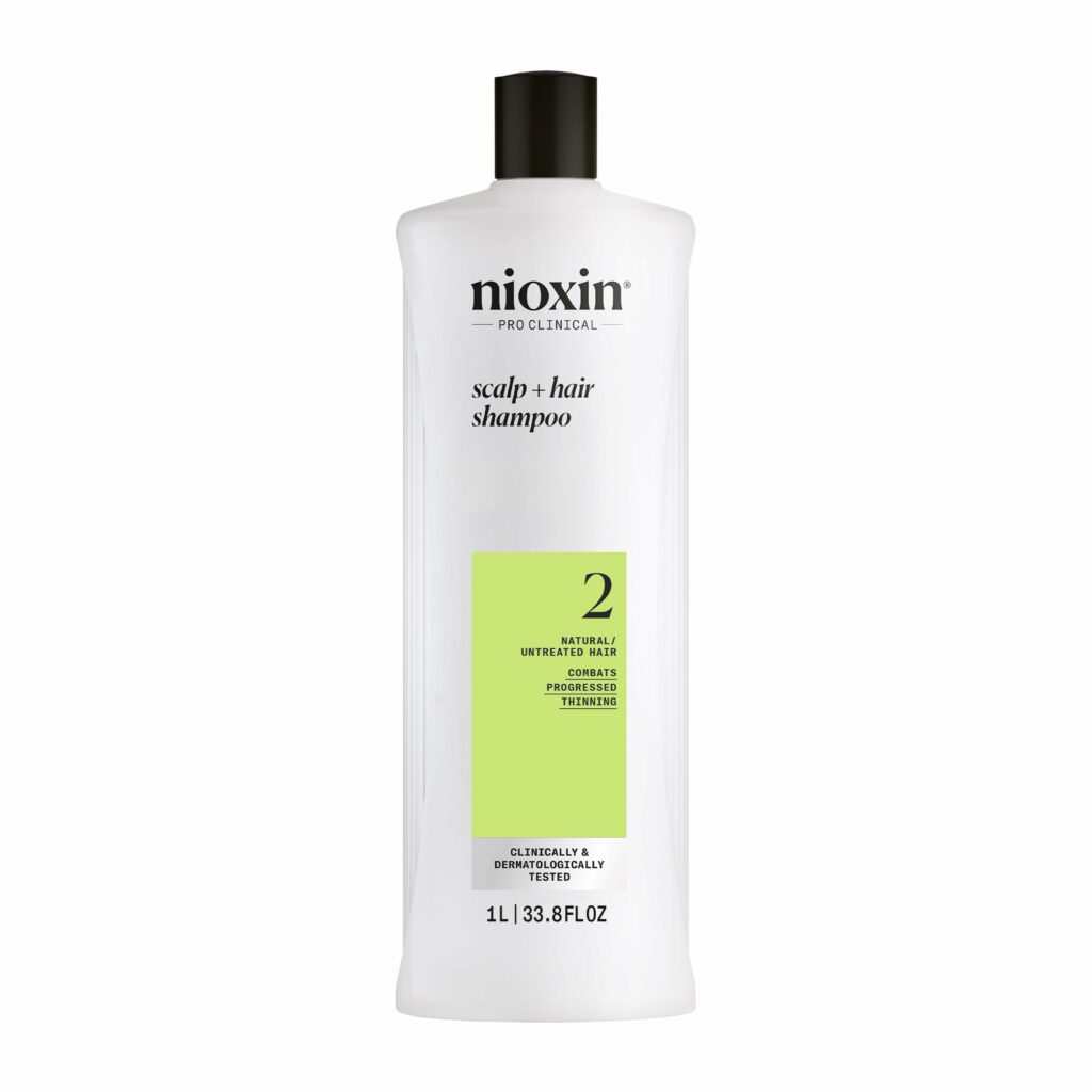 Nioxin Scalp + Hair Thickening System 2 Shampoo- For Natural or Untreated Hair with Progressed Thinning - With Niacinamide and Biotin