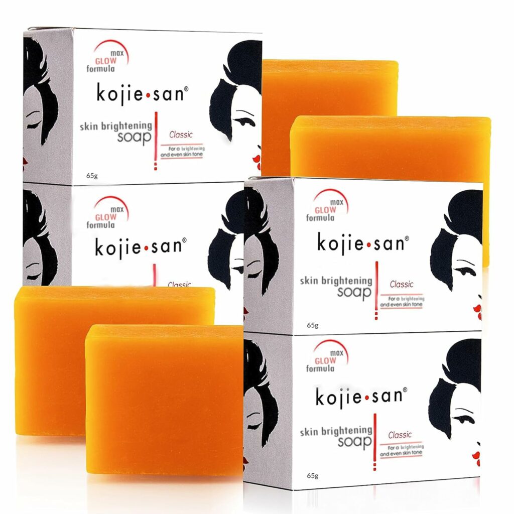 Kojie San Skin and Body Soap – Original Kojic Acid, Dark Spot Remover Soap Bar with Coconut & Tea Tree Oil – 65g x 4 Bars