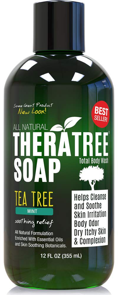 TheraTree Tea Tree Oil Soap with Neem Oil - 12oz - Helps Skin Irritation, Body Odor, & Helps Restore Healthy Complexion for Body and Face TheraTree