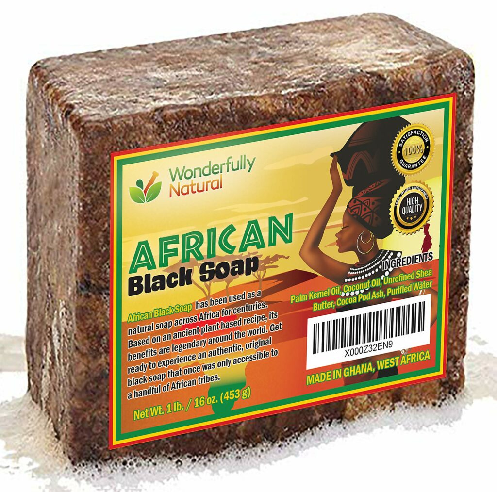 Organic African Black Soap - For Acne & Dark Spots | Natural Vegan and Cruelty Free – Satisfaction Guarantee 1lb bar | 90 day Supply