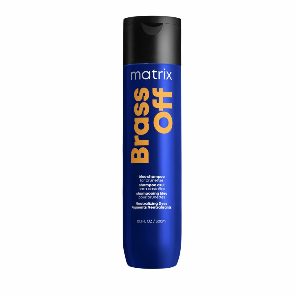 Matrix Brass Off Blue Shampoo | Refreshes, Tones & Neutralizes Brassy Tones | Color Depositing Shampoo | For Lightened Brunettes or Dark Blondes | For Color Treated Hair