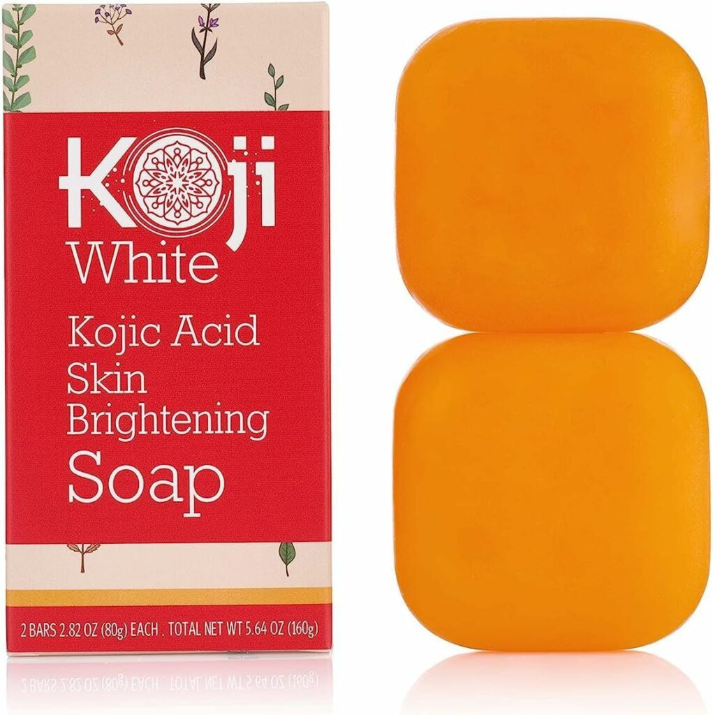 Koji White Pure Kojic Acid Skin Brightening Soap | Glycerin Soap Bar for Exfoliating Face with Tea Tree, Coconut Oil | Sun Damage Skin with Hyaluronic Acid, Vitamin C, Vegan, 2.82 oz (Pack of 2)