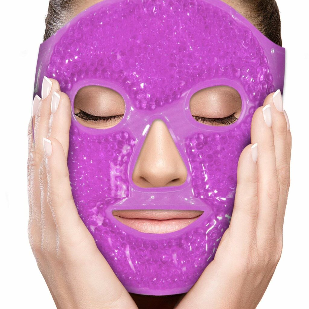 Facial Mask Get Rid of Puffy Eyes Migraine Relief, Sleeping, Travel Therapeutic Hot Cold Compress Pack Gel Beads, Spa Therapy Wrap for Sinus Face Puffiness Headaches Gel Mask