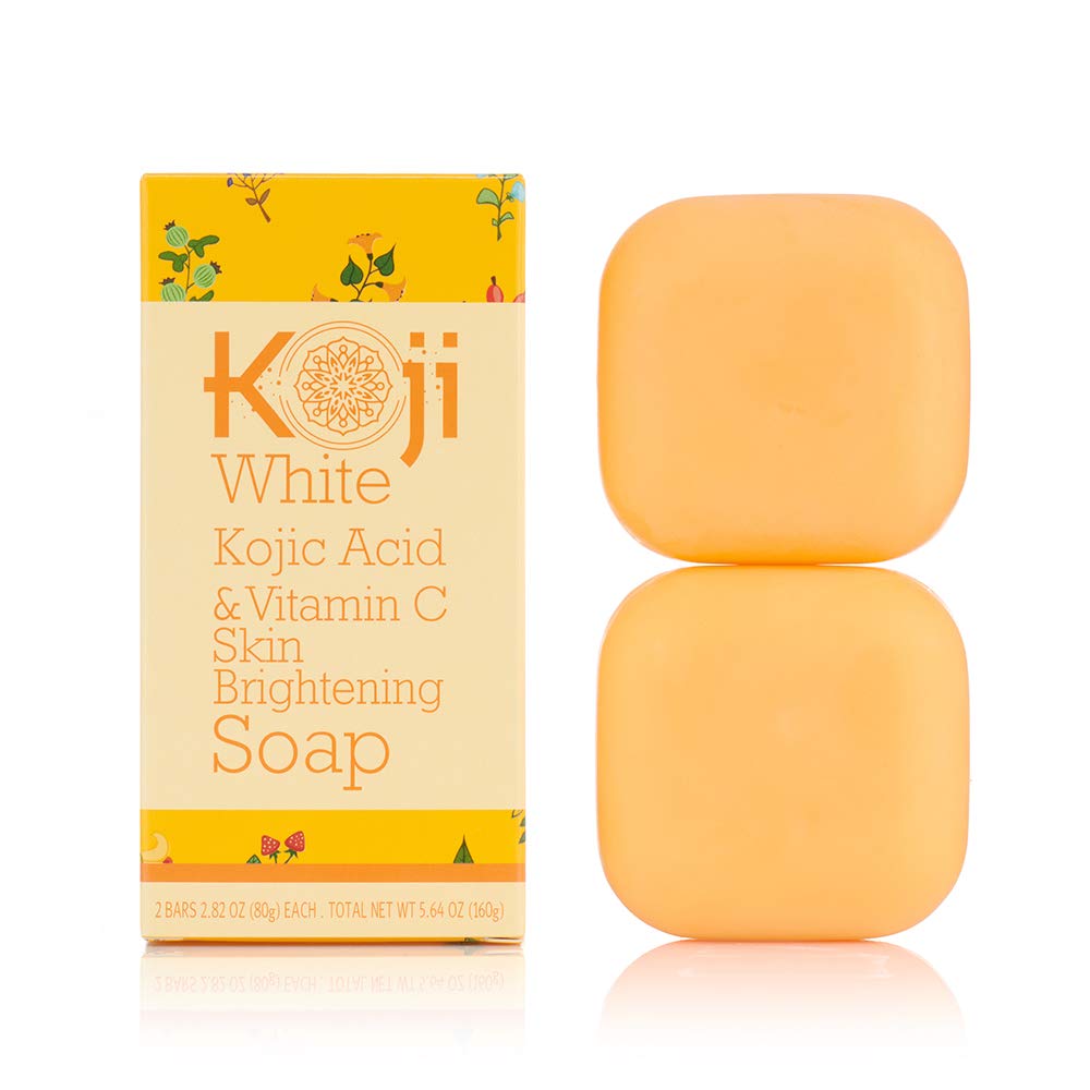 Koji White Kojic Acid & Vitamin C Brightening Soap, Hydrating Face & Body For Radiant Glow Skin, Nourishing, Moisturizing, Even Tone Cleansing Bar, Vegan, Paraben-Free, 2.82 oz (2 Bars)