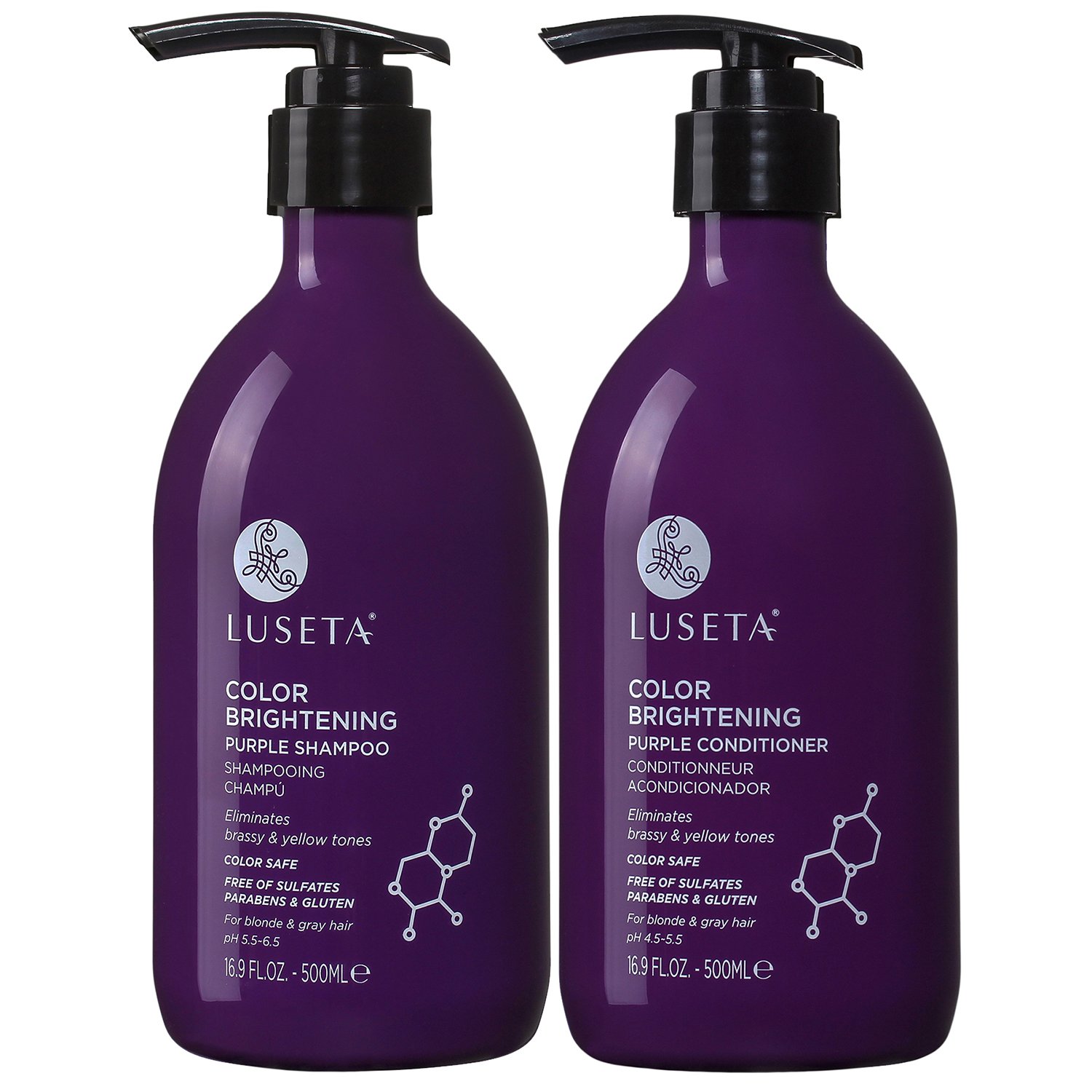 Luseta Purple Shampoo and Conditioner Packaging