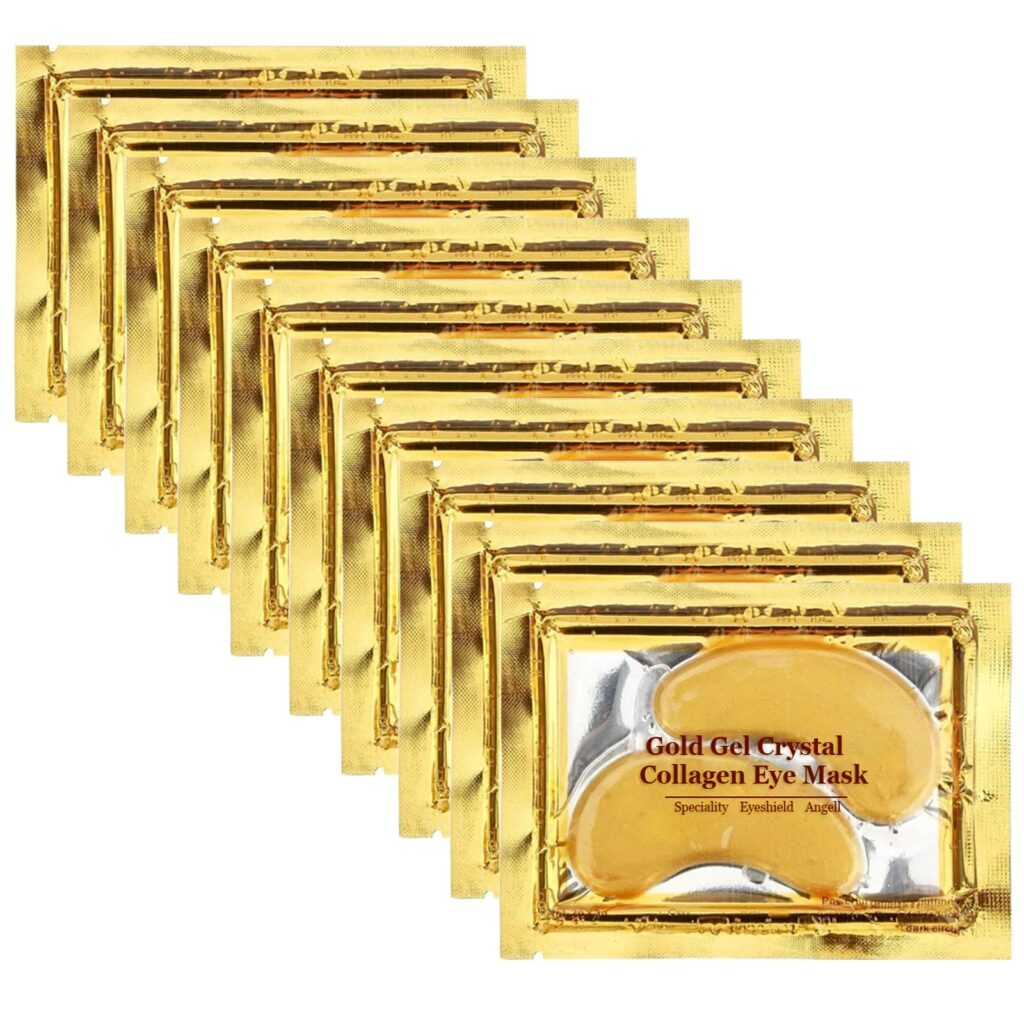 Permotary 30 Pairs 24K Gold Gel Crystal Collagen Eye Pads, Under Eye Mask for Moisturizing,Fine Lines, Dark Circles& Puffy Eyes Under Eye Patches, Gold